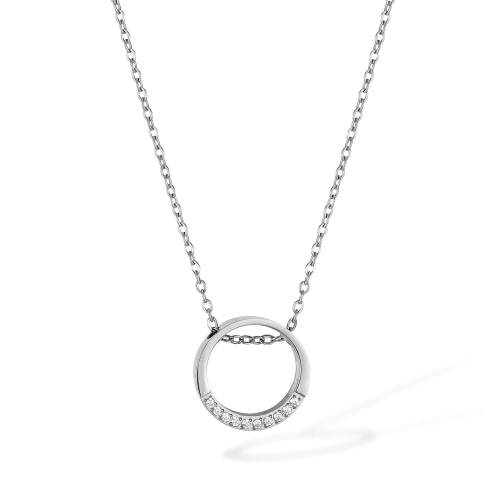Wholesale Stainless Steel Eternity Circle Necklace with CZ