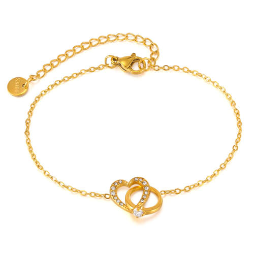 Wholesale Stainless Steel Interlocking Heart Bracelet