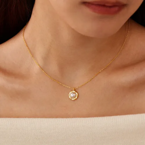 Wholesale Stainless Steel Striking Pearl Pendant Necklace