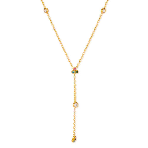 Wholesale Stainless Steel Colorful CZ Drop Y Necklaces