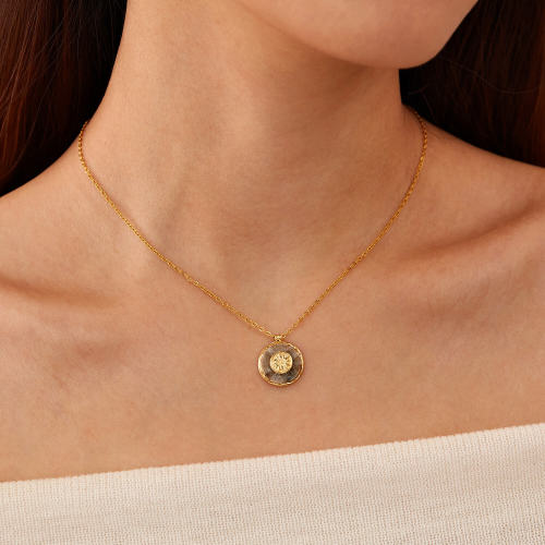 Wholesale Stainless Steel Natural Stone Circle Necklace