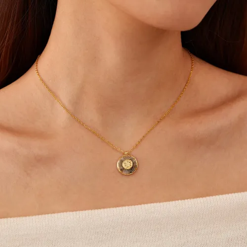 Wholesale Stainless Steel Natural Stone Circle Necklace