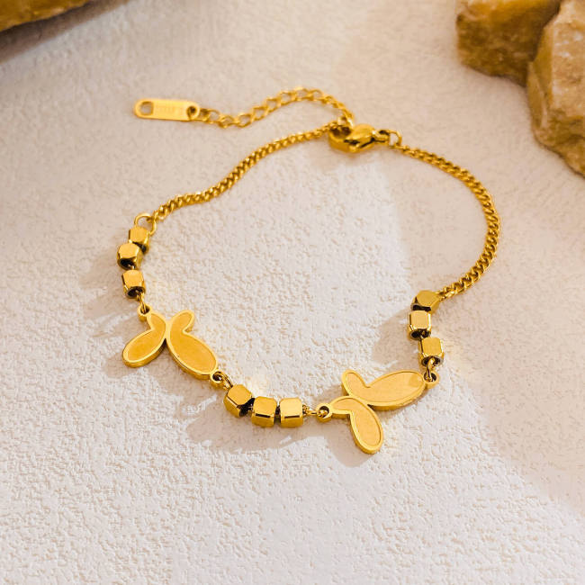 Wholesale Stainless Steel Irregular Butterfly Beads Bracelet