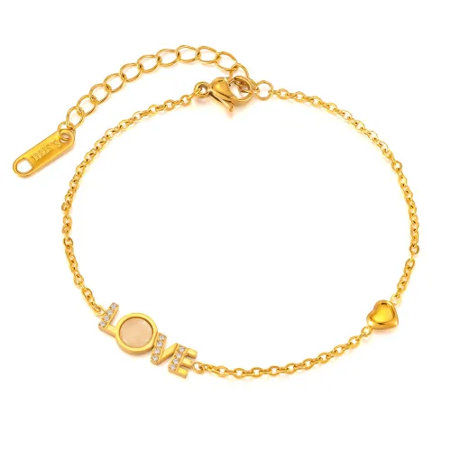 Wholesale Stainless Steel LOVE Cat's Eye Bracelet
