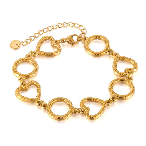 Wholesale Stainless Steel Chunky Heart Link Circle Bracelet