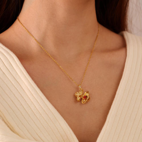 Wholesale Copper Hidden Heart Zirconia Necklace