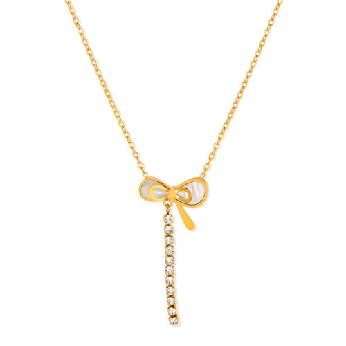 Wholesale Stainless Steel Shell Ribbon Necklace