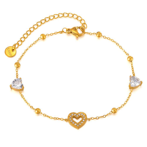 Wholesale Stainless Steel CZ Love Link Chain Bracelet