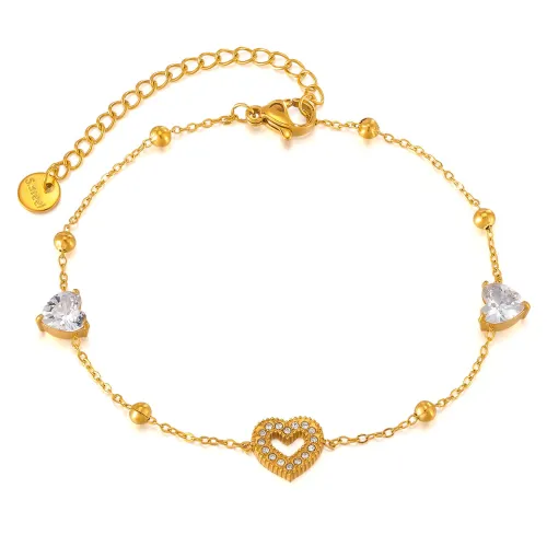 Wholesale Stainless Steel CZ Love Link Chain Bracelet
