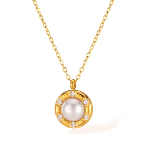 Wholesale Stainless Steel Striking Pearl Pendant Necklace