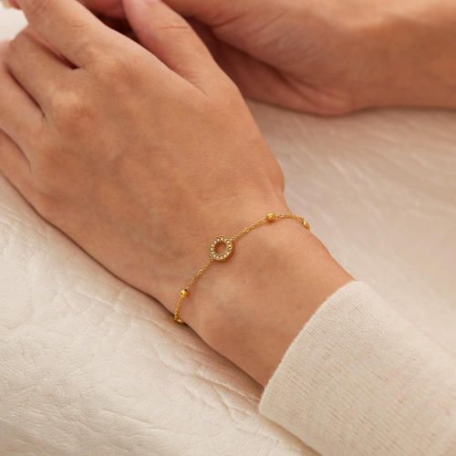 Wholesale Stainless Steel Elegant CZ Circle Bracelet