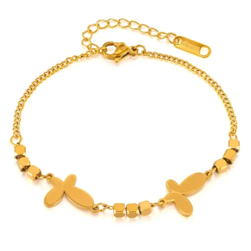 Wholesale Stainless Steel Irregular Butterfly Beads Bracelet