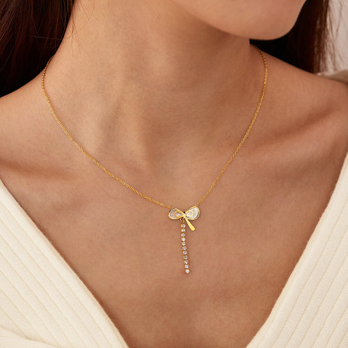 Wholesale Stainless Steel Shell Ribbon Necklace