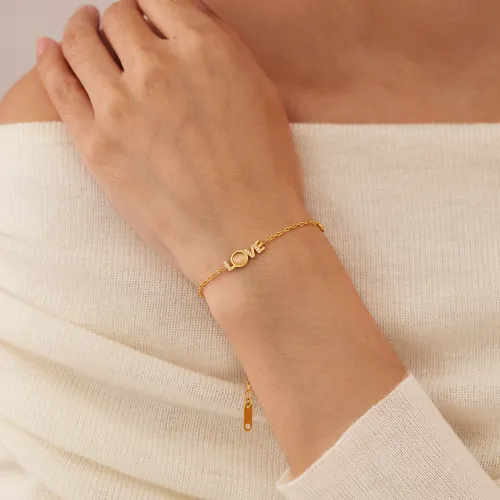 Wholesale Stainless Steel LOVE Cat's Eye Bracelet