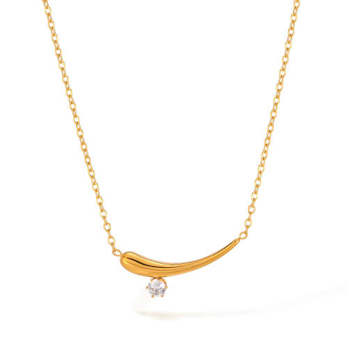 Wholesale Stainless Steel Geometric Zirconia Necklace