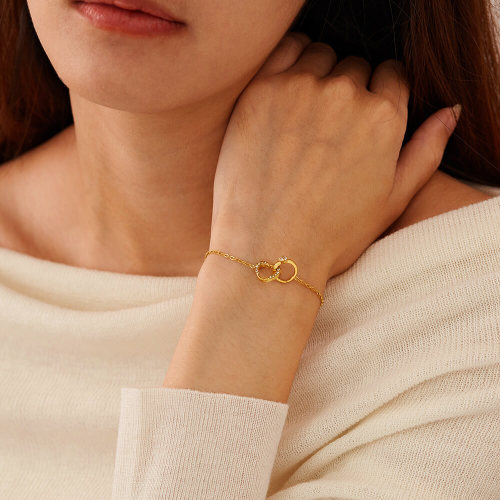 Wholesale Stainless Steel Interlocking Heart Bracelet