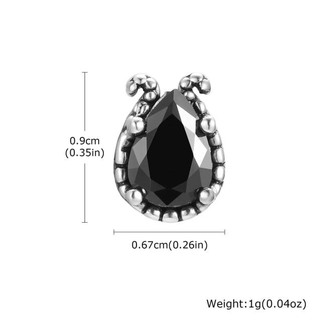 Wholesale Stainless Steel Retro Punk Black CZ Earrings
