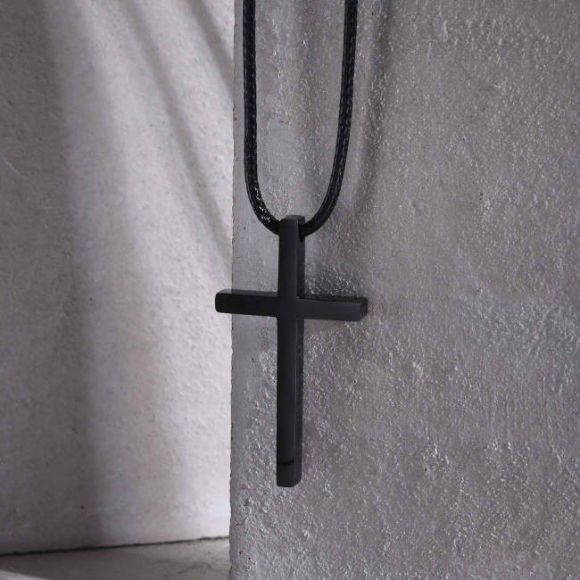 Wholesale Stainless Steel Minimalist Black Cross Necklace