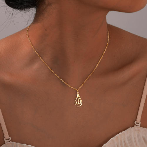 Wholesale Stainless Steel Teardrop Arabic Allah Necklace
