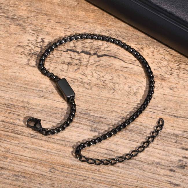 Wholesale Stainless Steel Black Box Chain Bracelet