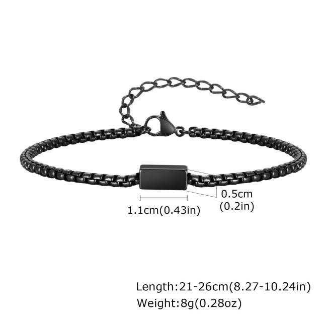 Wholesale Stainless Steel Black Box Chain Bracelet