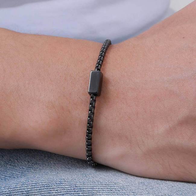 Wholesale Stainless Steel Black Box Chain Bracelet