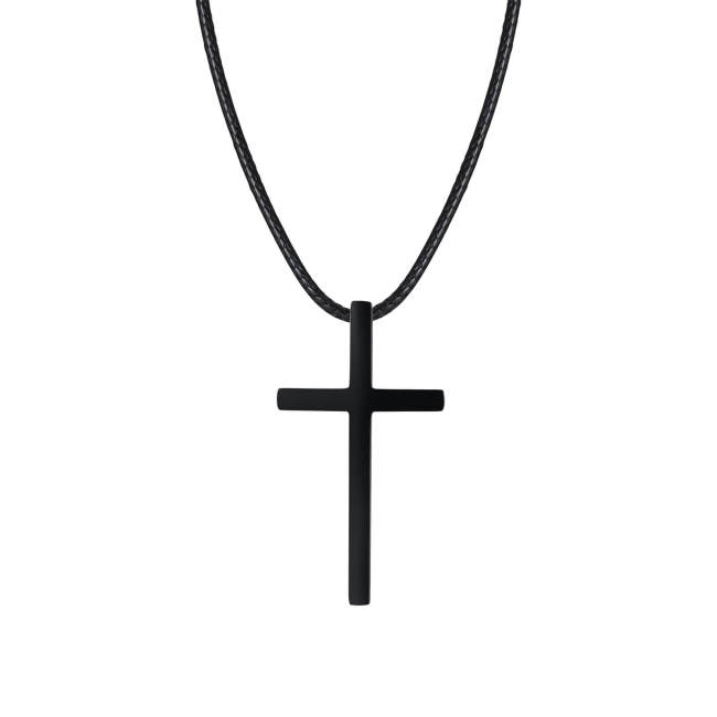 Wholesale Stainless Steel Minimalist Black Cross Necklace