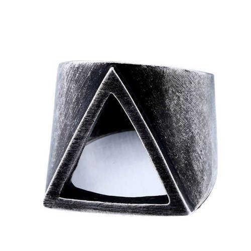 Wholesale Stainless Steel Vintage Brushed Triangle Band Ring