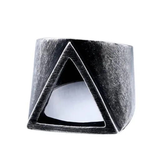 Wholesale Stainless Steel Vintage Brushed Triangle Band Ring