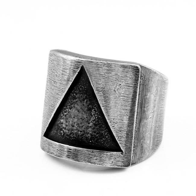 Wholesale Stainless Steel Vintage Brushed Triangle Band Ring