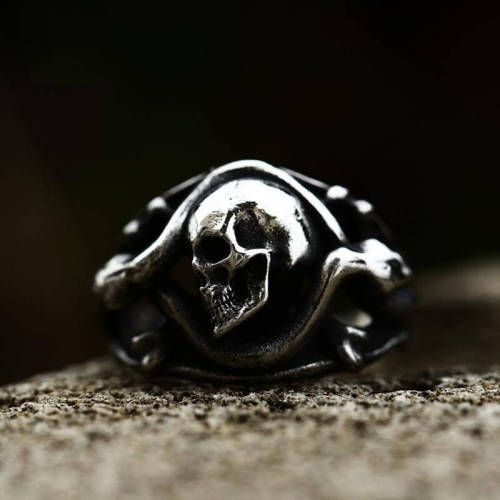 Wholesale Stainless Steel 322 Skull and Bones Ring