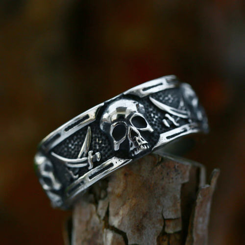 Wholesale Stainless Steel Pirates Skull Band Ring