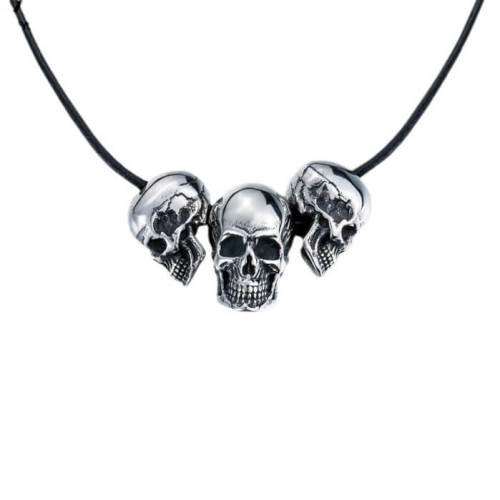 Wholesale Stainless Steel Gothic Three Skull Beads Pendant
