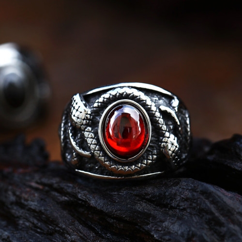 Wholesale Stainless Steel Vintage Punk Double Head Snake Ring
