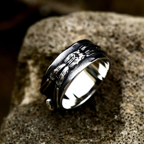 Wholesale Stainless Steel Men Skeleton Skull Band Ring