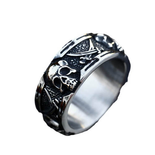 Wholesale Stainless Steel Pirates Skull Band Ring