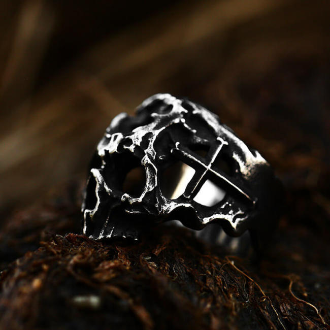 Wholesale Stainless Steel 322 Skull and Bones Ring