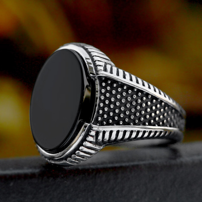 Wholesale Stainless Steel Black Onyx Ring