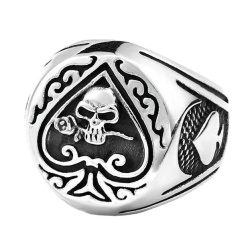 Wholesale Stainless Steel Spade Skull Ring