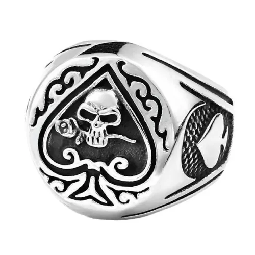 Wholesale Stainless Steel Spade Skull Ring