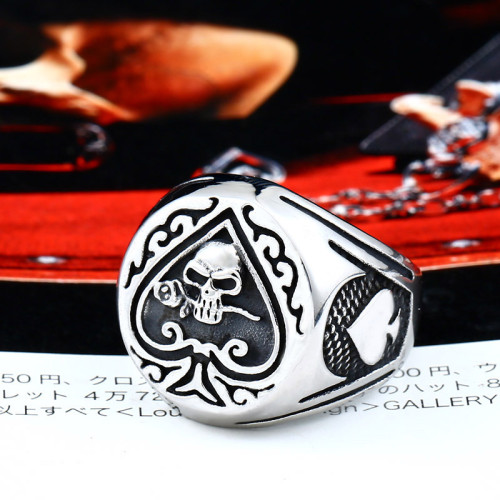 Wholesale Stainless Steel Spade Skull Ring