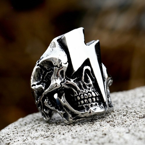 Wholesale Stainless Steel Lightning Skull Ring