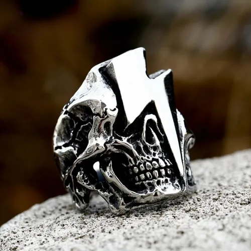 Wholesale Stainless Steel Lightning Skull Ring