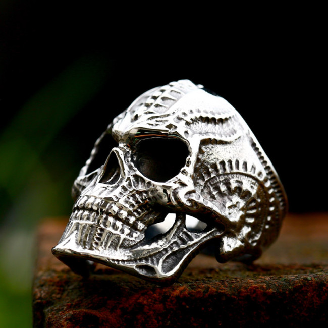 Wholesale Stainless Steel Punk Mechanical Skull Ring