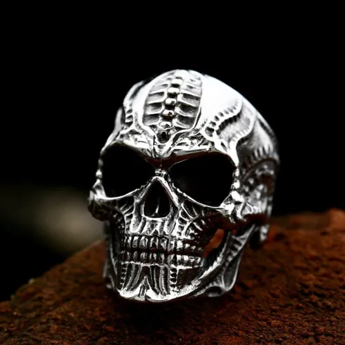 Wholesale Stainless Steel Punk Mechanical Skull Ring