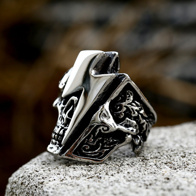 Wholesale Stainless Steel Lightning Skull Ring