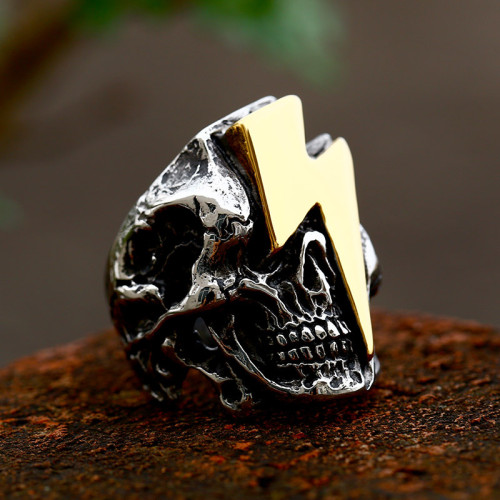 Wholesale Stainless Steel Lightning Skull Ring