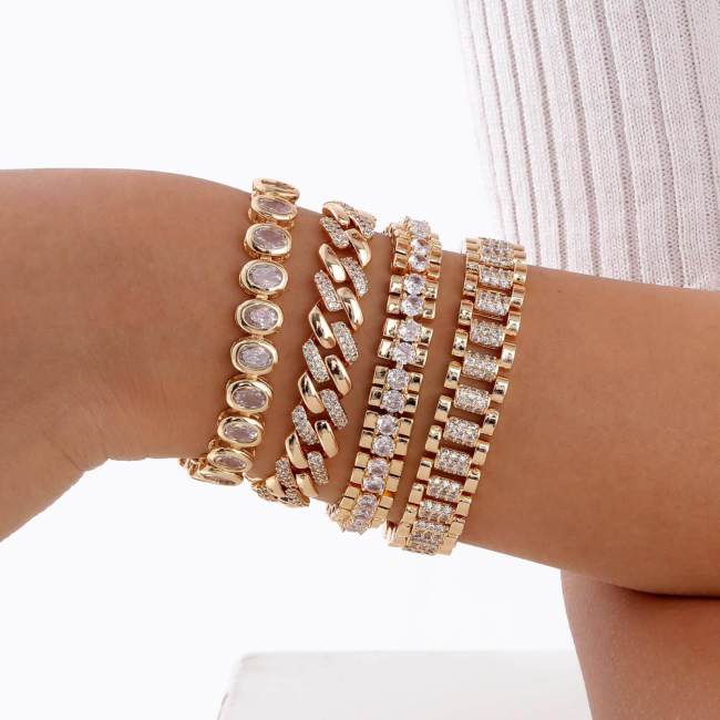 Wholesale Copper Zirconia Golden Bracelet
