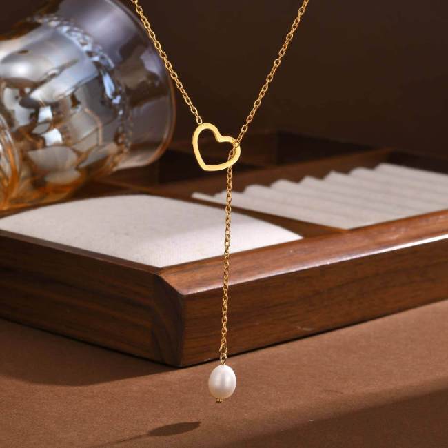 Wholesale Stainless Steel Pearl Drop Necklace