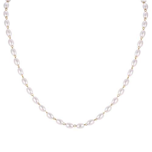 Wholesale Stainless Steel Classic Faux Pearl Chain Necklace